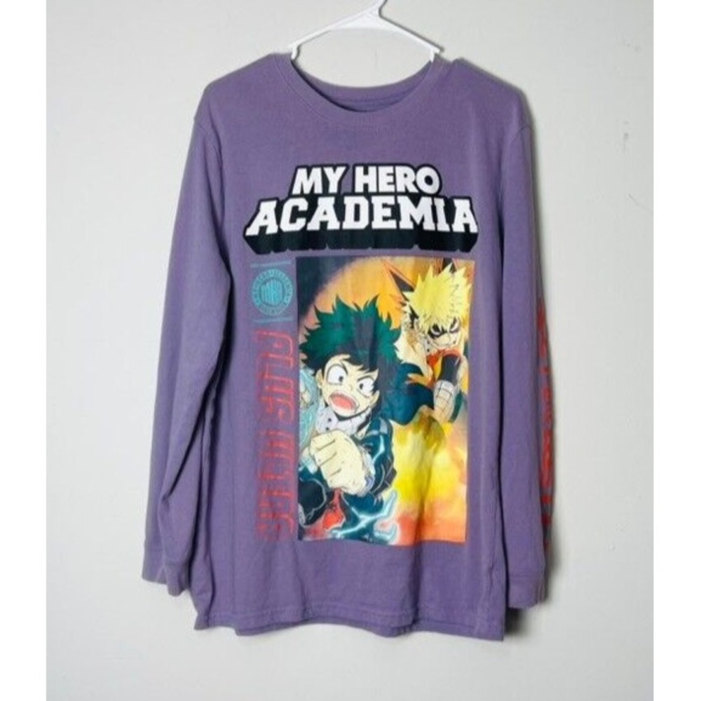 My Hero Academia Purple Long Sleeve‎ Graphic Tee Anime T-Shirts Size Large Japan